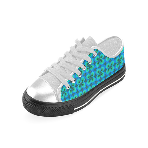 Blue and green retro circles Women's Classic Canvas Shoes (Model 018)