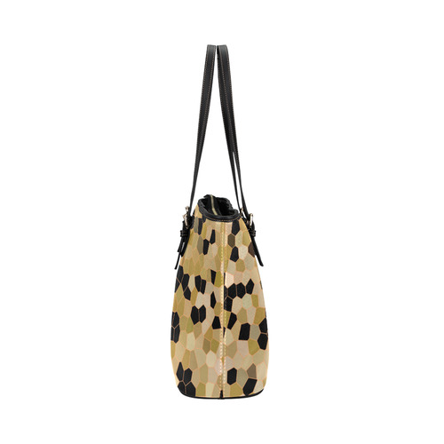 Gold and Black Mosaik Leather Tote Bag/Small (Model 1651)