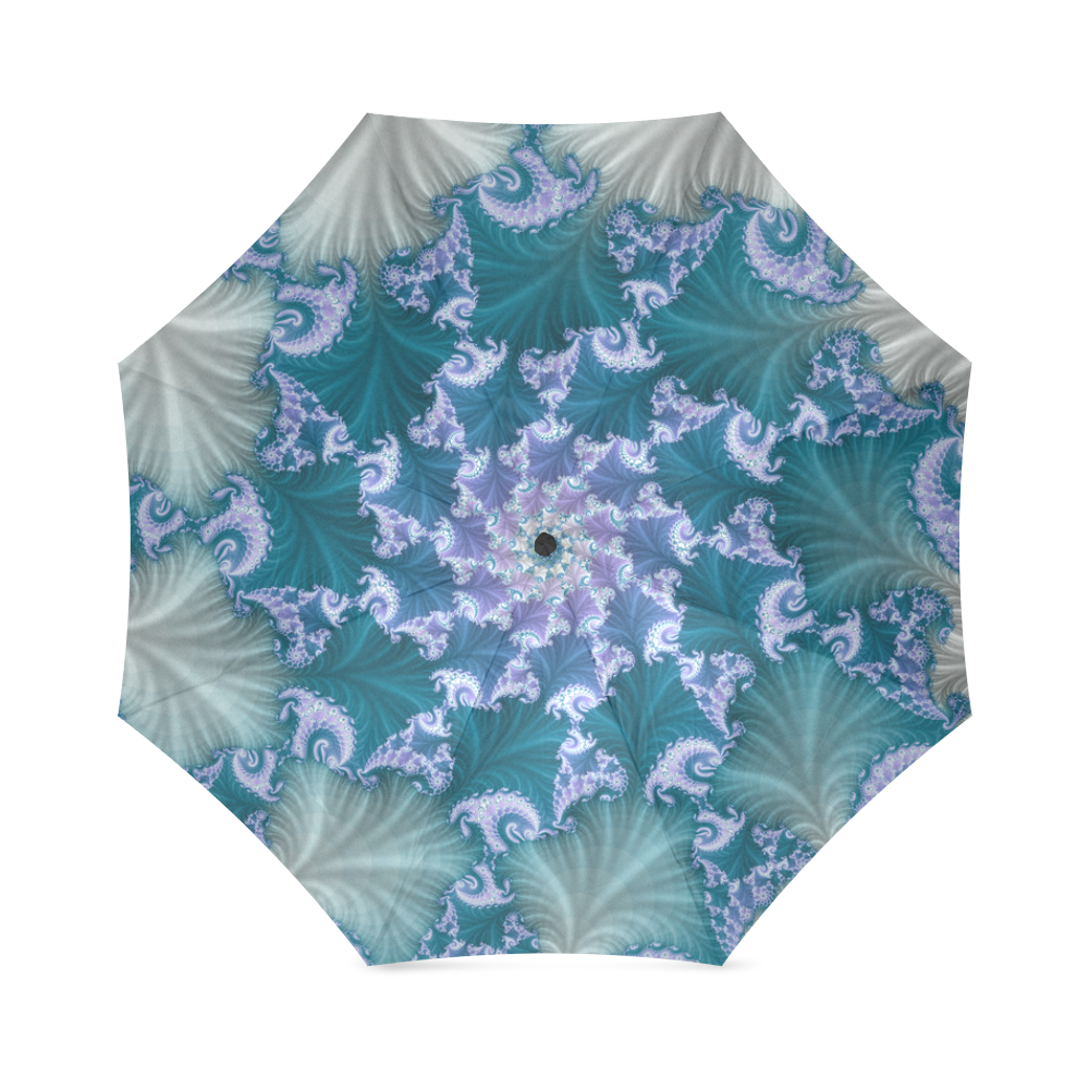 Floral spiral in soft blue on flowing fabric Foldable Umbrella (Model U01)