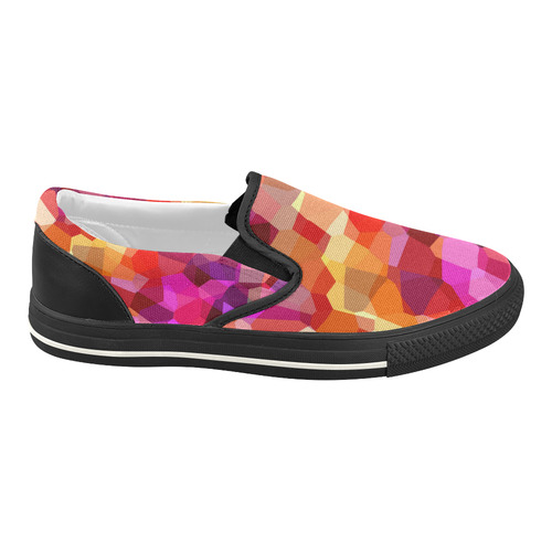 Geometric Fall Pattern Women's Slip-on Canvas Shoes (Model 019)