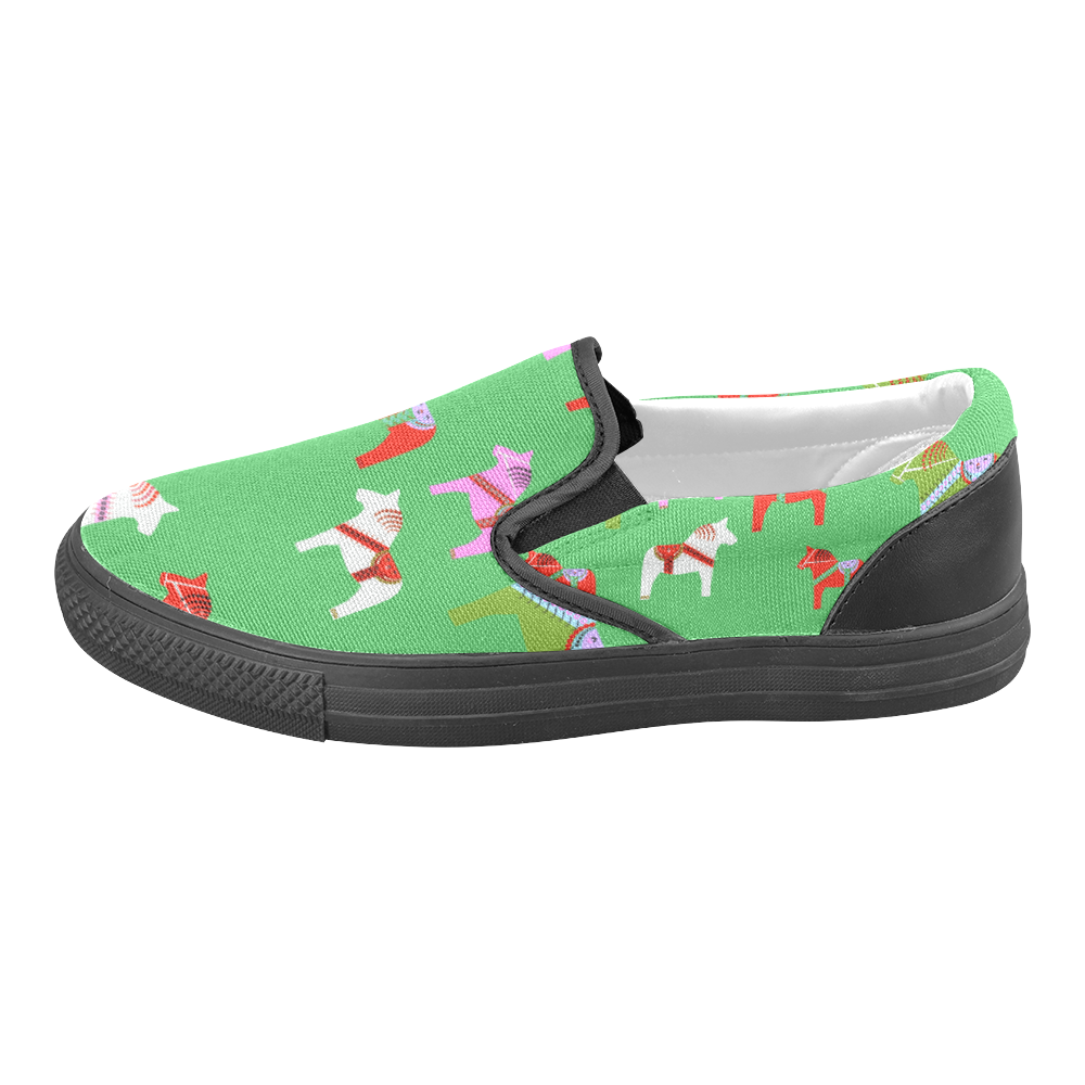 Dala Horses Decorative and Cute Christmas Edition Women's Unusual Slip-on Canvas Shoes (Model 019)