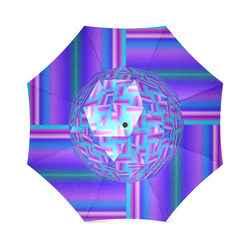 Quilts Blau Lila Streifen Foldable Umbrella (Model U01)