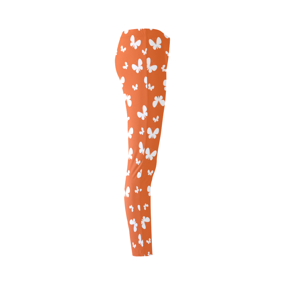 Cute orange Butterflies Cassandra Women's Leggings (Model L01)