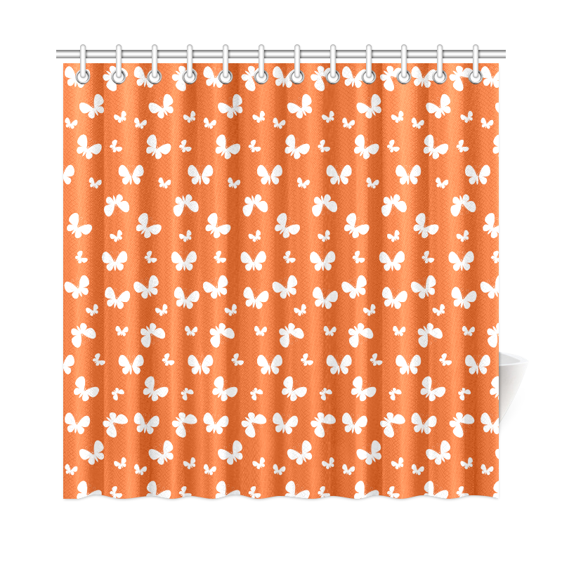 Cute orange Butterflies Shower Curtain 72"x72"