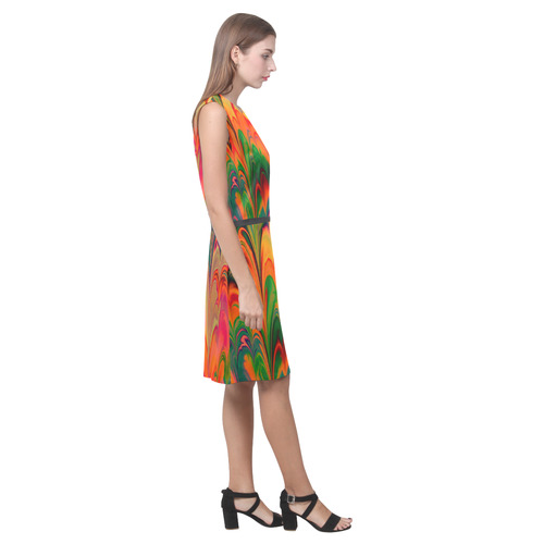 fractal marbled 21C Eos Women's Sleeveless Dress (Model D01)