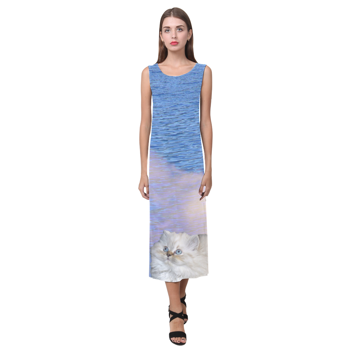 Cat and Water Phaedra Sleeveless Open Fork Long Dress (Model D08)