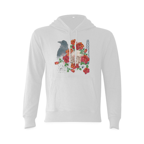 watercolor skull and roses Oceanus Hoodie Sweatshirt (Model H03)