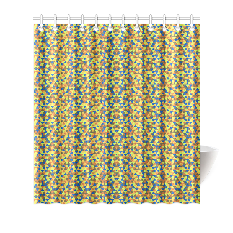 Blue and yellow mini rectangles Shower Curtain 66"x72"