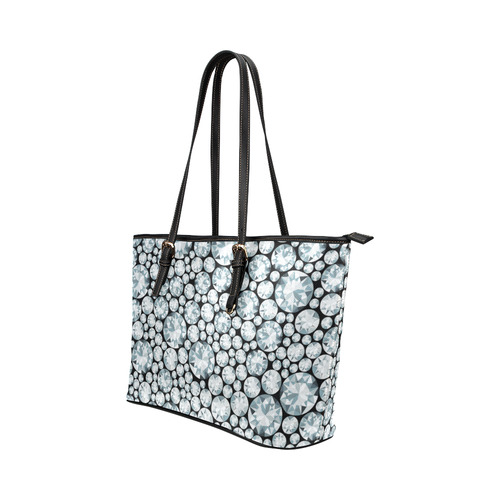 Luxurious white Diamond Pattern Leather Tote Bag/Small (Model 1651)