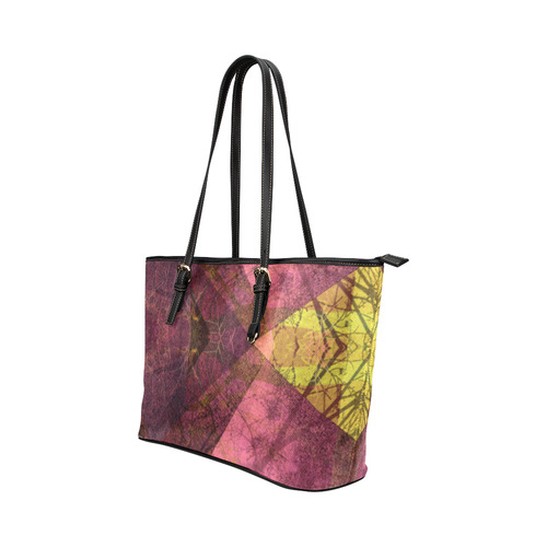 Colorful Pink Purple PATTERN GARDEN NO5C-Design-4 Leather Tote Bag/Small (Model 1651)