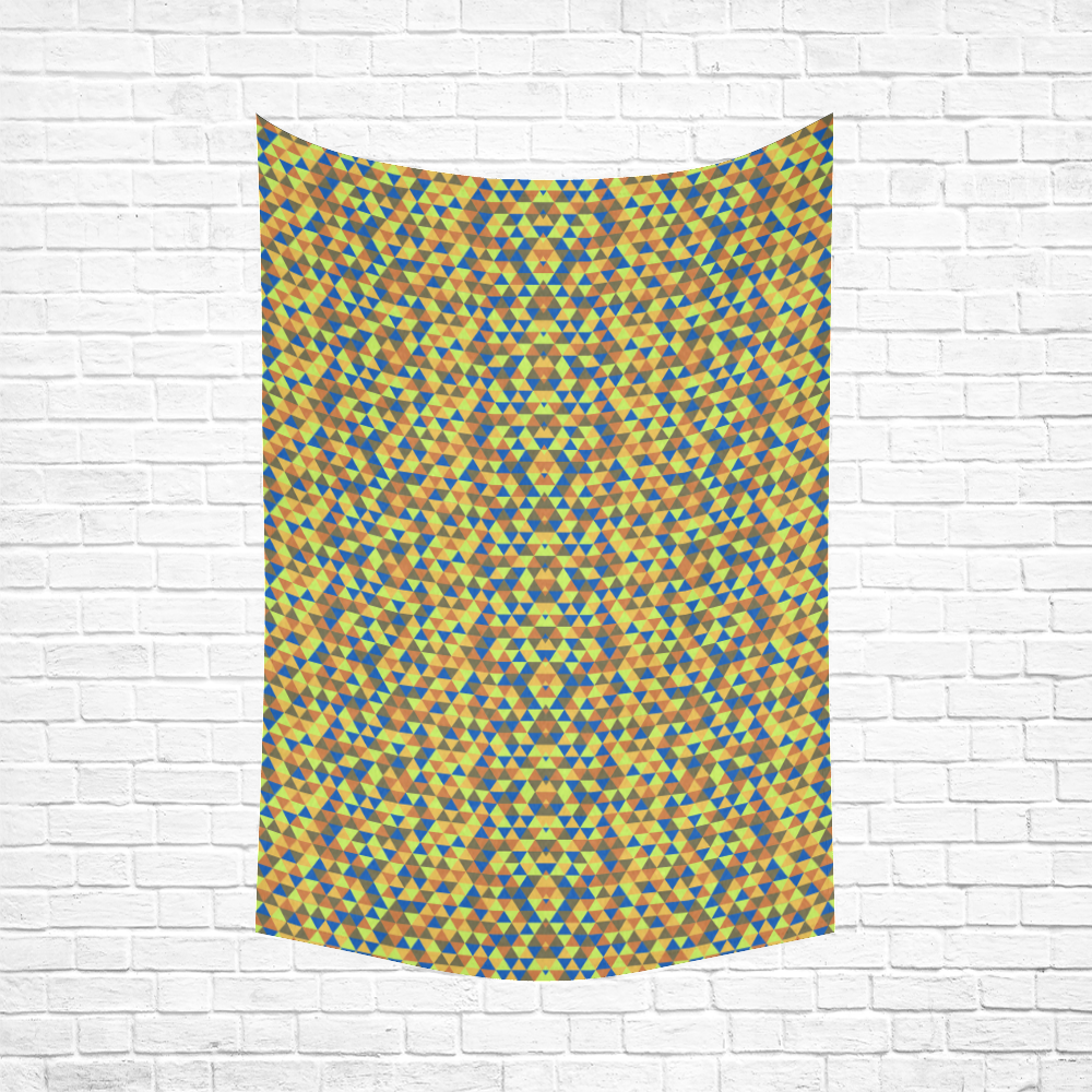 Blue and yellow mini rectangles Cotton Linen Wall Tapestry 60"x 90"