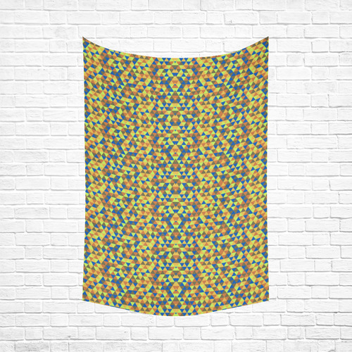 Blue and yellow mini rectangles Cotton Linen Wall Tapestry 60"x 90"