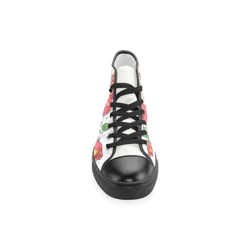 watercolor skull and roses Women's Classic High Top Canvas Shoes (Model 017)