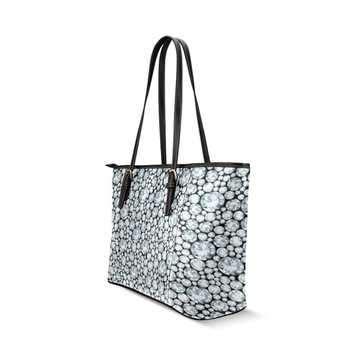 Luxurious white Diamond Pattern Leather Tote Bag/Small (Model 1640)