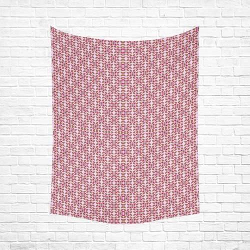 Retro Pink and Brown Pattern Cotton Linen Wall Tapestry 60"x 80"