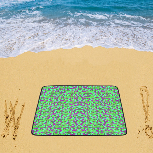 Fucsia and green mini rectangles Beach Mat 78"x 60"