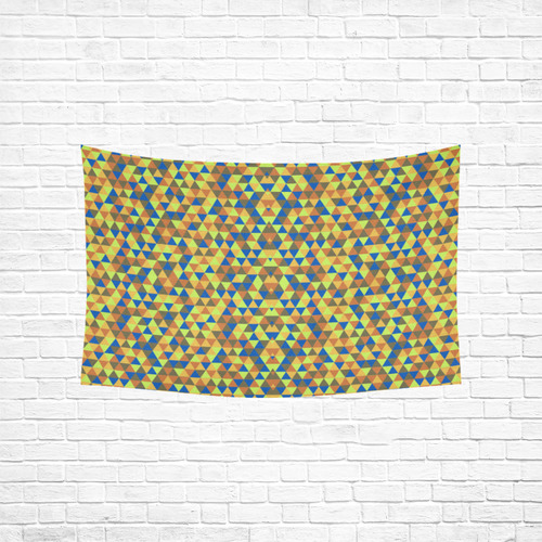 Blue and yellow mini rectangles Cotton Linen Wall Tapestry 60"x 40"