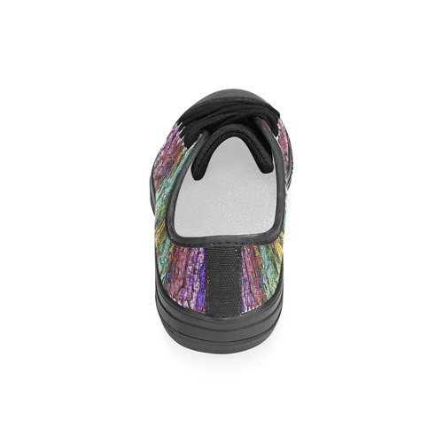 Abstract, Yellow Green, Purple, Women's Classic Canvas Shoes (Model 018)