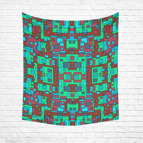 Overlap square Cotton Linen Wall Tapestry 51"x 60"