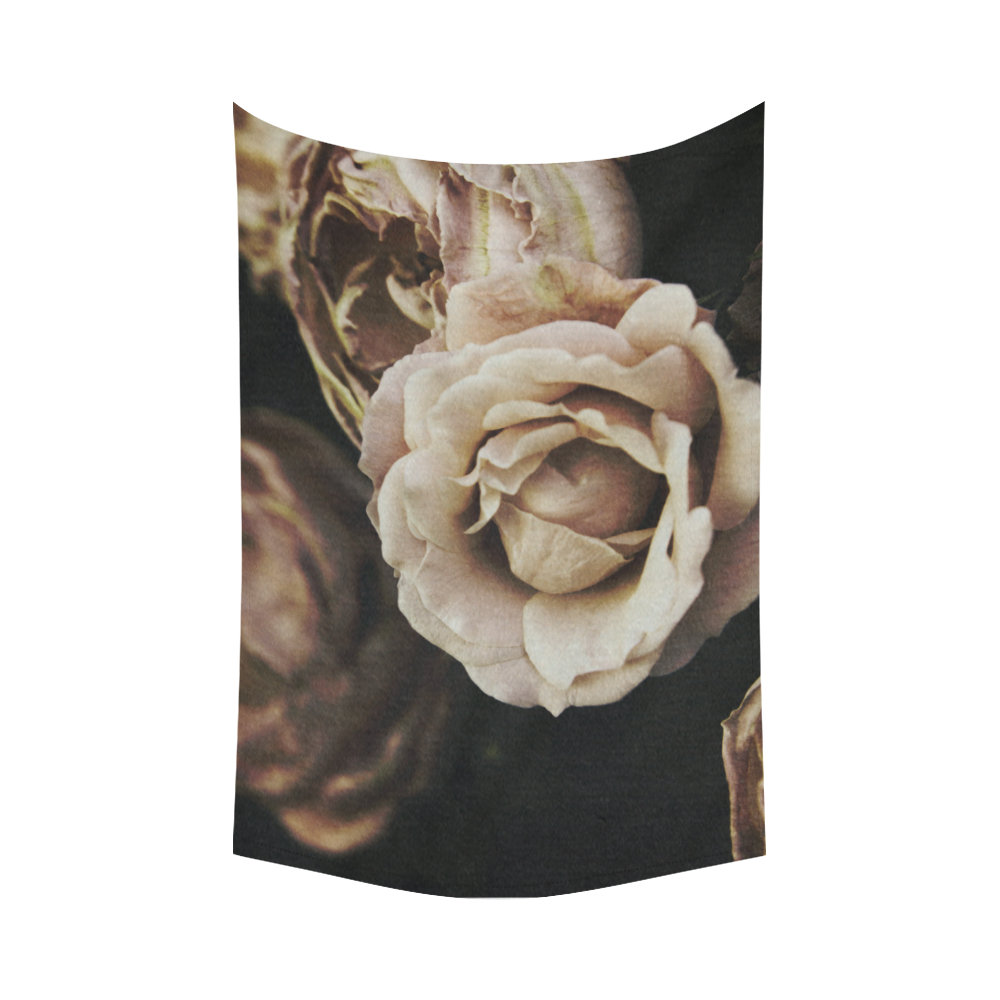 Roses in autumn Cotton Linen Wall Tapestry 90"x 60"