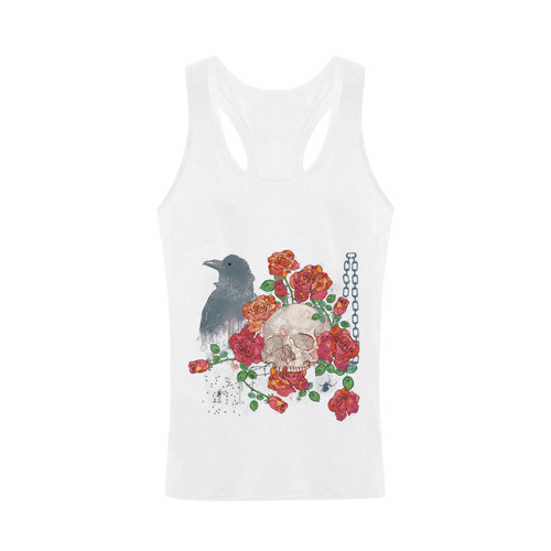 watercolor skull and roses Men's I-shaped Tank Top (Model T32)