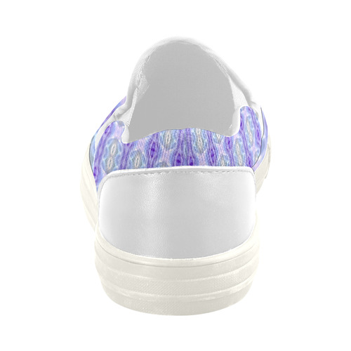 Light Blue Purple White Girly Pattern Women's Slip-on Canvas Shoes (Model 019)