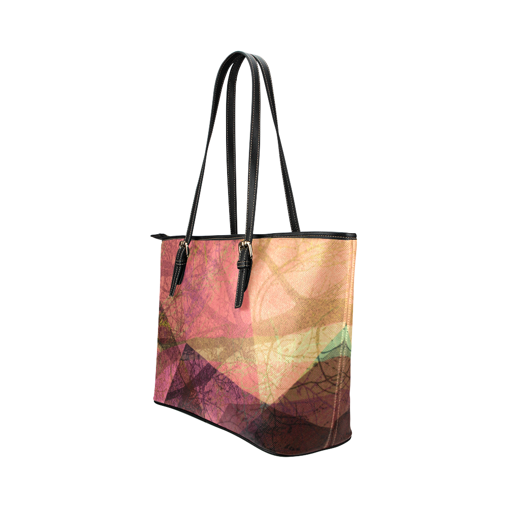 Colorful Pink Purple PATTERN GARDEN NO5L-Design-3_ Leather Tote Bag/Small (Model 1651)