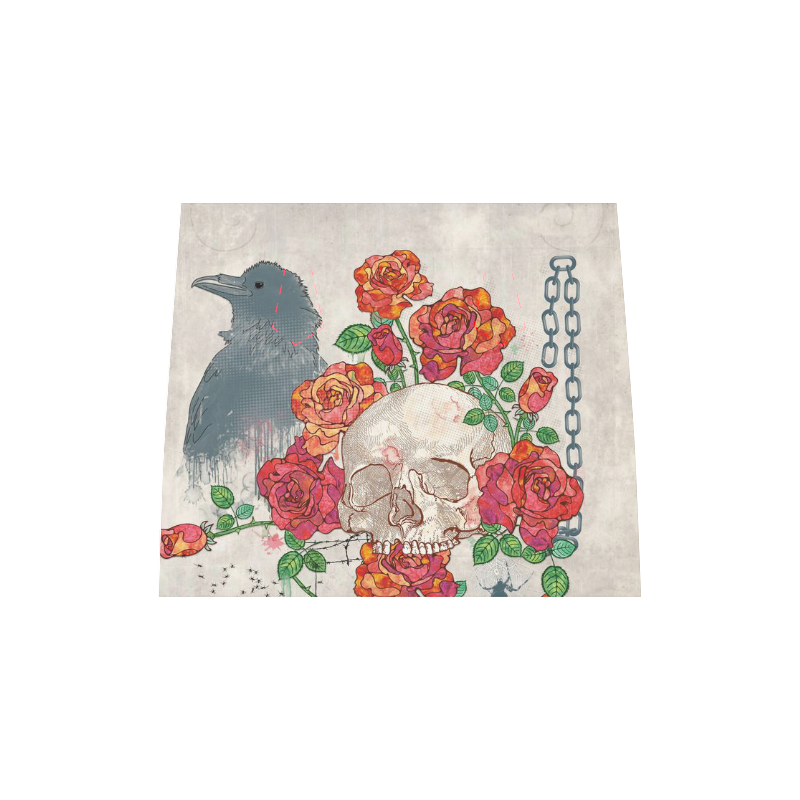 watercolor skull and roses Boston Handbag (Model 1621)