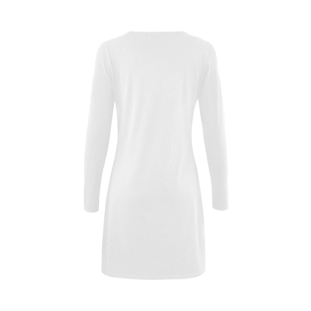 watercolor skull and roses Demeter Long Sleeve Nightdress (Model D03)