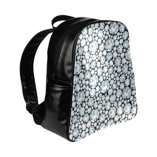 Luxurious white Diamond Pattern Multi-Pockets Backpack (Model 1636)