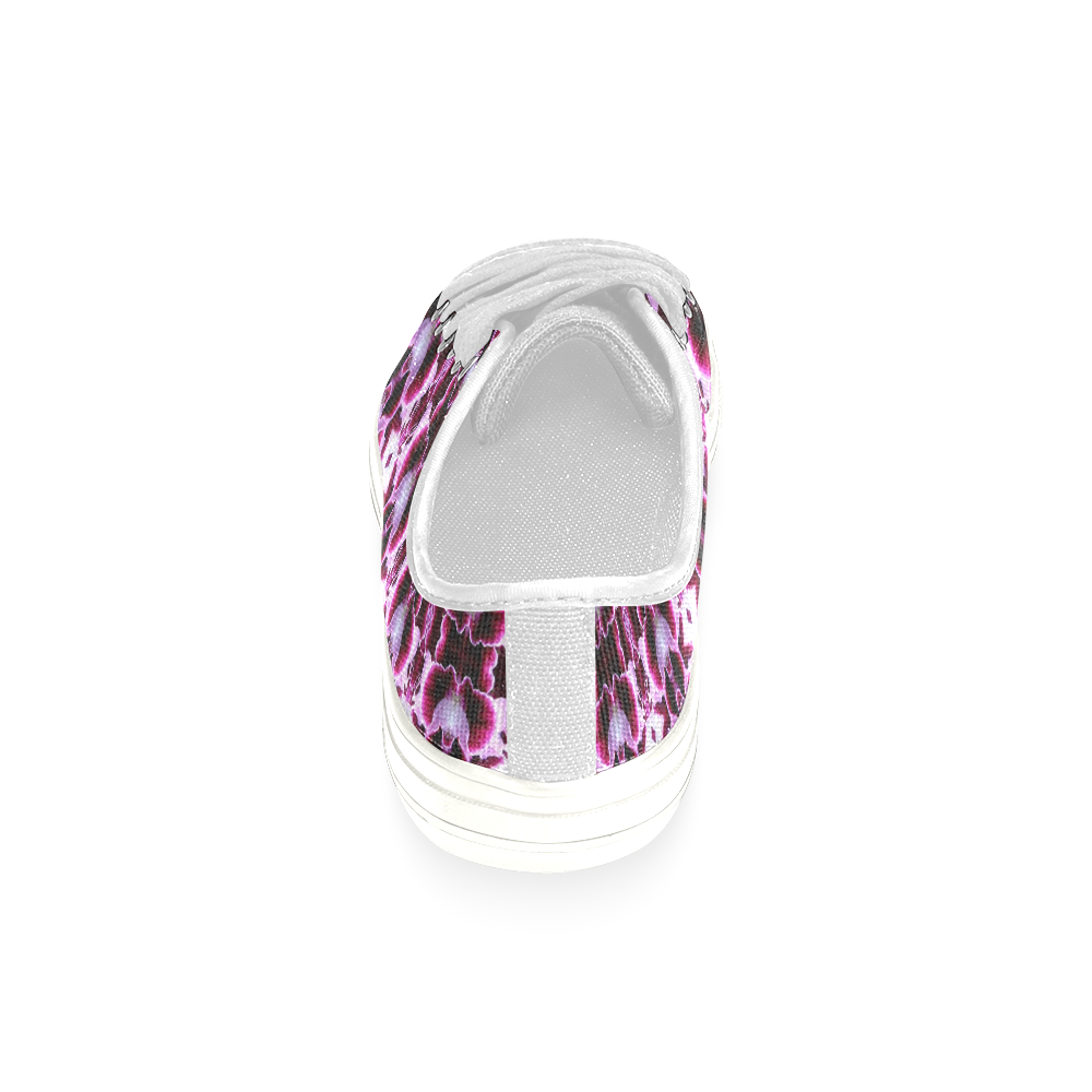 Purple White Flower Abstract Pattern Women's Classic Canvas Shoes (Model 018)