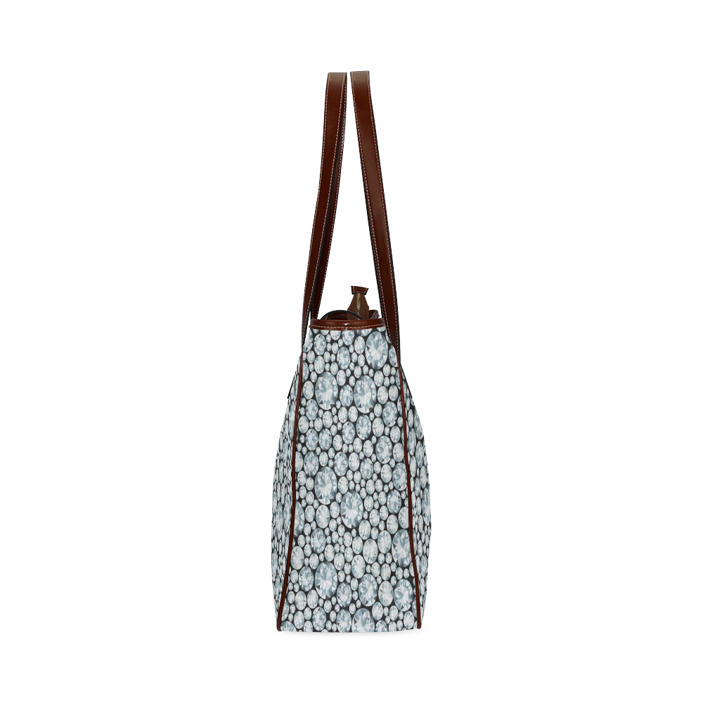 Luxurious white Diamond Pattern Classic Tote Bag (Model 1644)