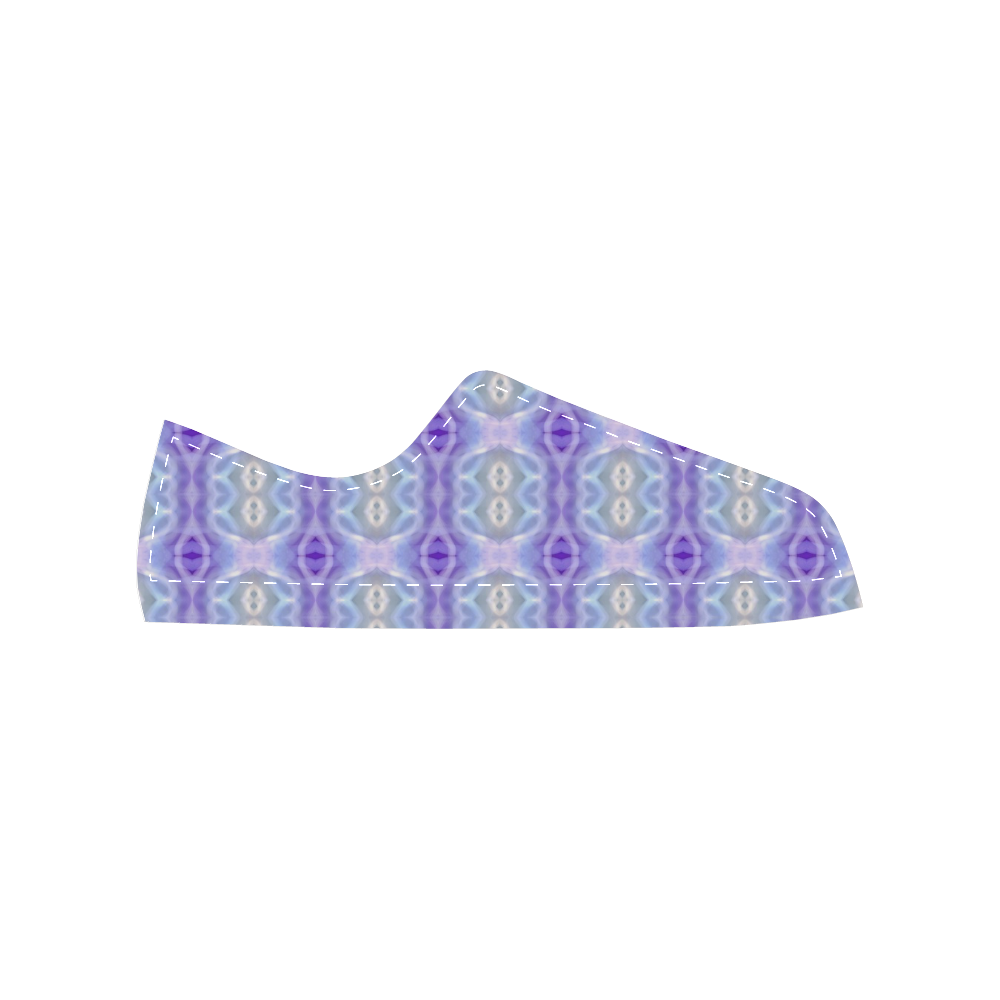 Light Blue Purple White Girly Pattern Women's Classic Canvas Shoes (Model 018)