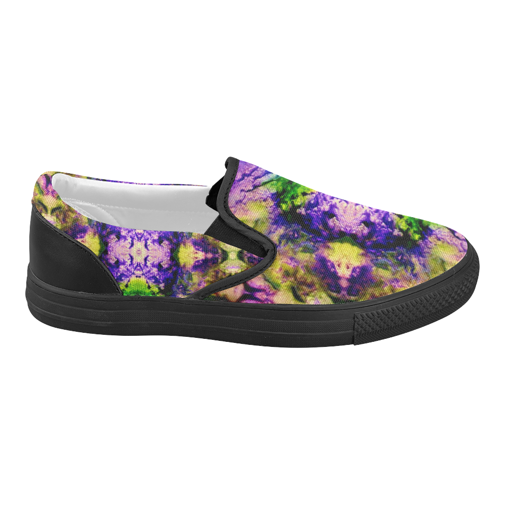 Green,Purple Yellow ,Goa Pattern Women's Slip-on Canvas Shoes (Model 019)