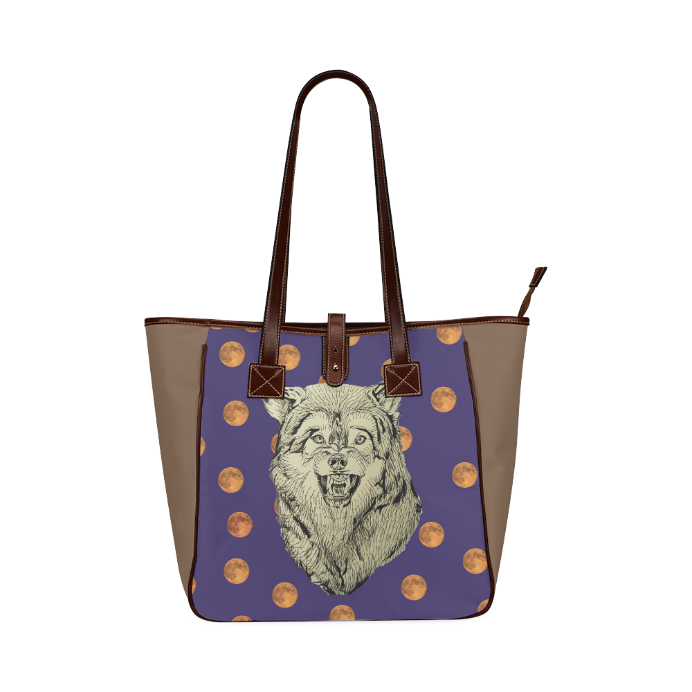 Wolf and moon tote bag Classic Tote Bag (Model 1644)