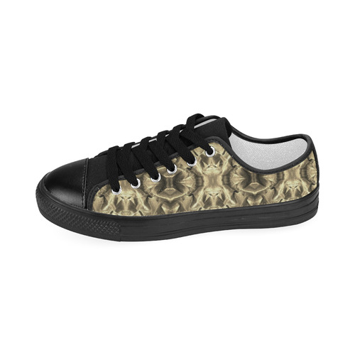 Gold Fabric Pattern Design Women's Classic Canvas Shoes (Model 018)