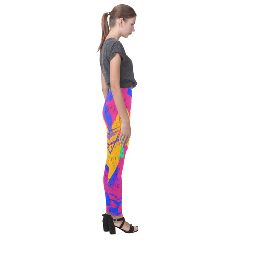 Groovy Paint Brush Strokes with Music Notes Cassandra Women's Leggings (Model L01)