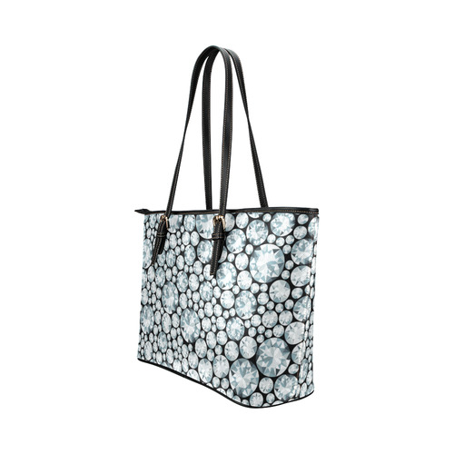 Luxurious white Diamond Pattern Leather Tote Bag/Large (Model 1651)