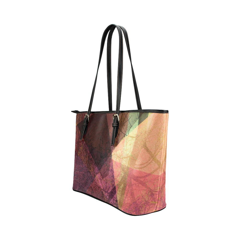 Pink Champagne Pattern Print Leather Tote Bag