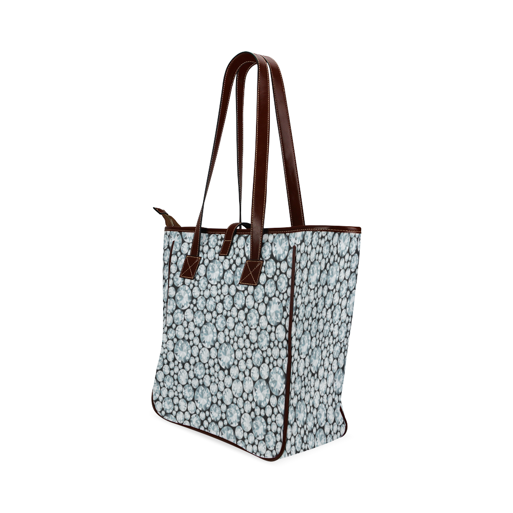 Luxurious white Diamond Pattern Classic Tote Bag (Model 1644)