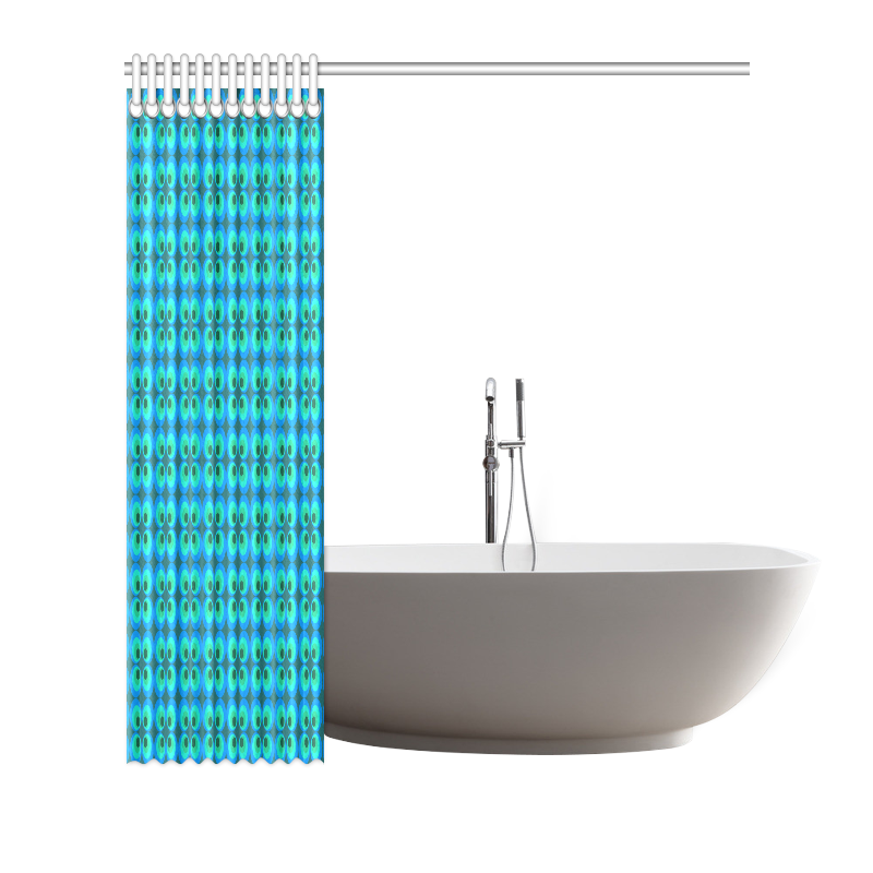 Blue and green retro circles Shower Curtain 66"x72"