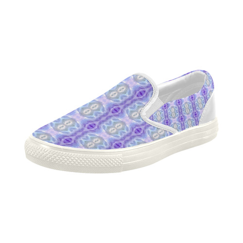 Light Blue Purple White Girly Pattern Women's Slip-on Canvas Shoes (Model 019)