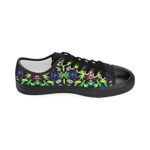 Cool Green Blue Yellow Design Women's Classic Canvas Shoes (Model 018)