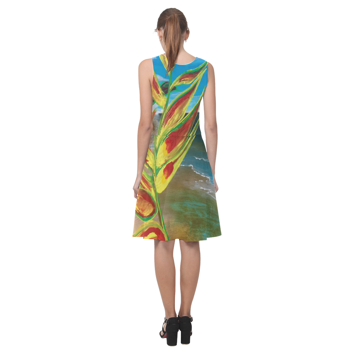 Heliconia Tropical Parrot Plant Take me There Atalanta Casual Sundress(Model D04)