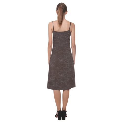 Brown Leather-look Crackling Pattern Alcestis Slip Dress (Model D05)