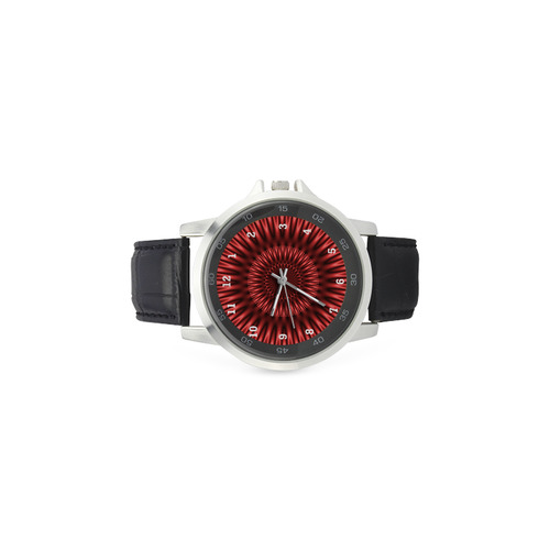 Red Lagoon Unisex Stainless Steel Leather Strap Watch(Model 202)