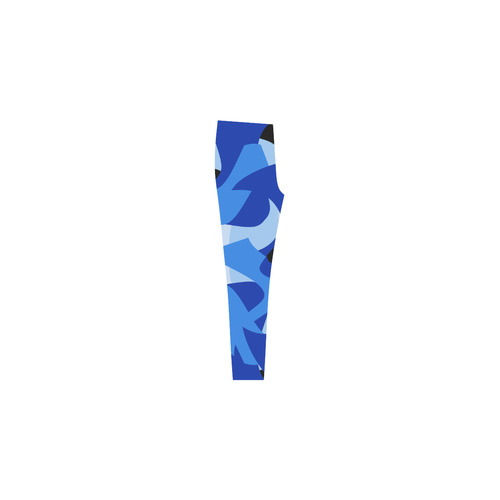 A201 Abstract Shades of Blue and Black Cassandra Women's Leggings (Model L01)