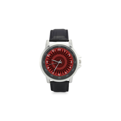 Red Lagoon Unisex Stainless Steel Leather Strap Watch(Model 202)