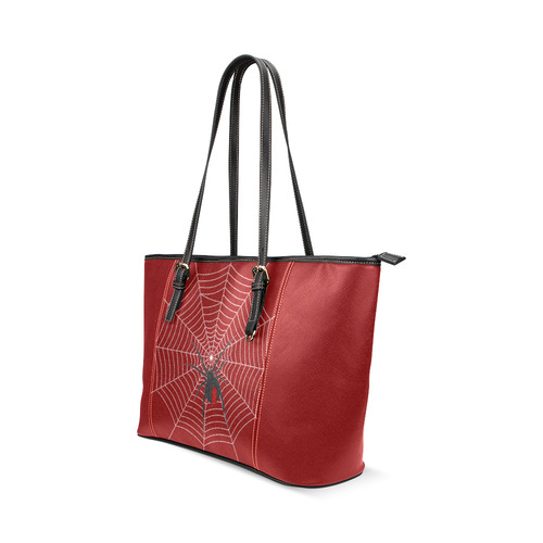 Red back spider - poison dangerous hunter Leather Tote Bag/Large (Model 1640)