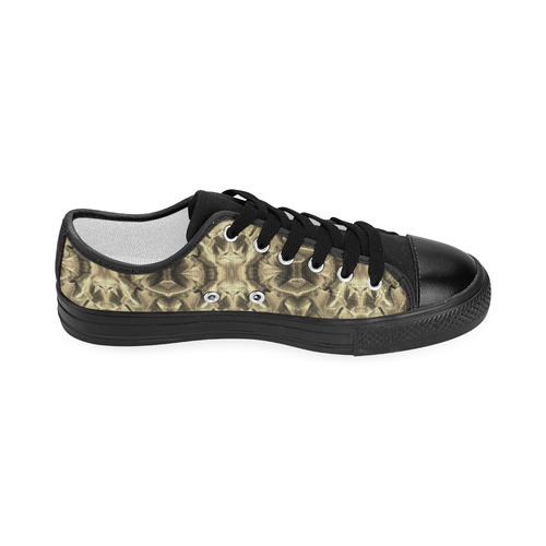 Gold Fabric Pattern Design Women's Classic Canvas Shoes (Model 018)